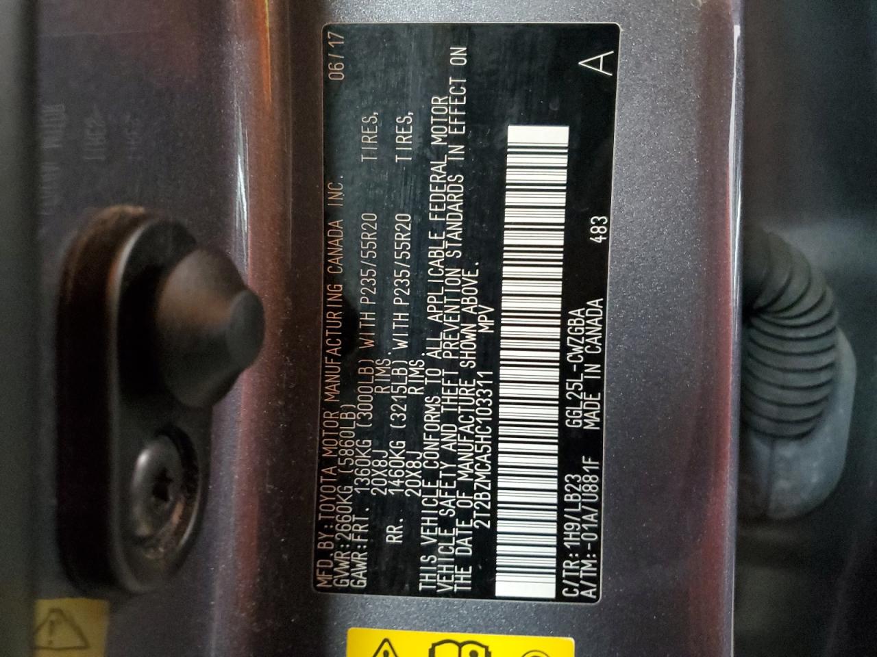 2017 Lexus Rx 350 Base VIN: 2T2BZMCA5HC103311 Lot: 87260735