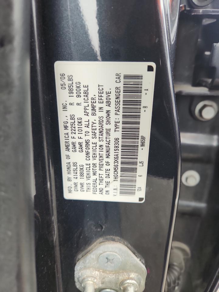 2006 Honda Accord Se VIN: 1HGCM563X6A159306 Lot: 82249755