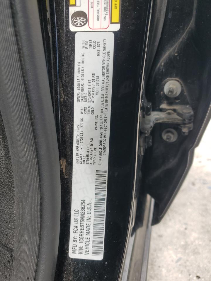 2022 Ram 1500 Big Horn/Lone Star VIN: 1C6RREBT6NN336254 Lot: 85073045