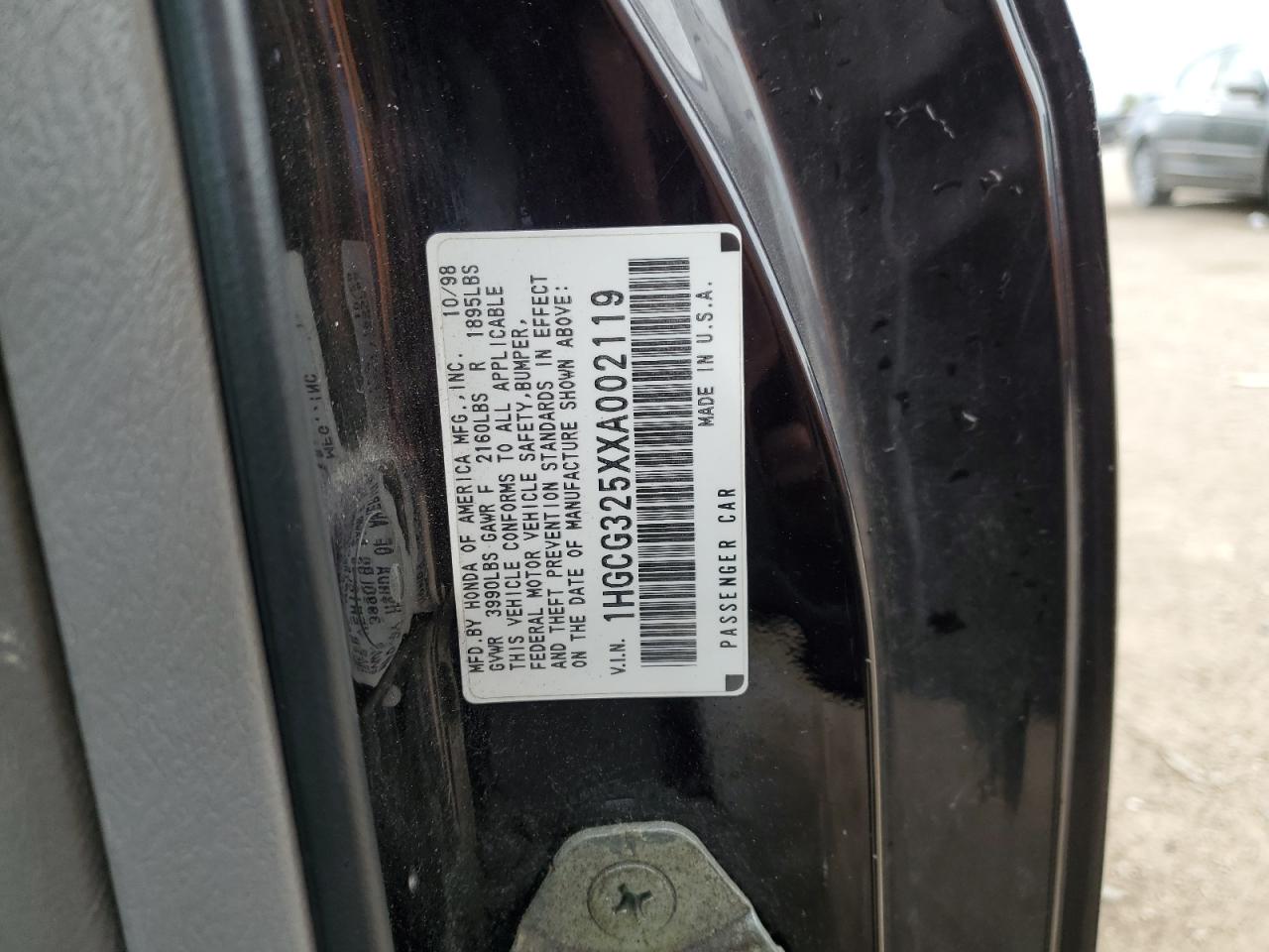 1999 Honda Accord Ex VIN: 1HGCG325XXA002119 Lot: 85722235