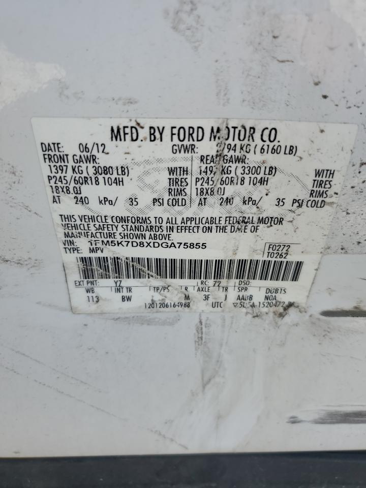 2013 Ford Explorer Xlt VIN: 1FM5K7D8XDGA75855 Lot: 82322575