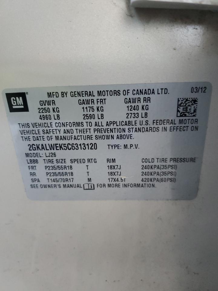 2012 GMC Terrain Slt VIN: 2GKALWEK5C6313120 Lot: 87365895