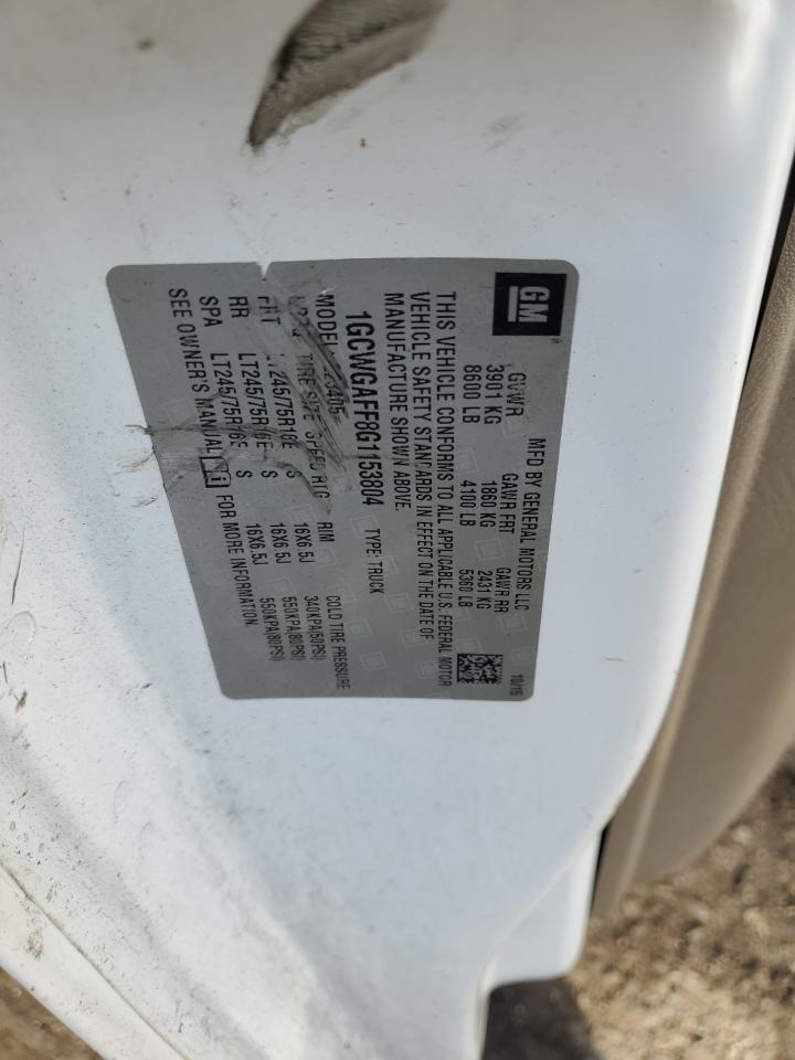 2016 Chevrolet Express G2 - Delivery Van VIN: 1GCWGAFF8G1153804 Lot: 87354245