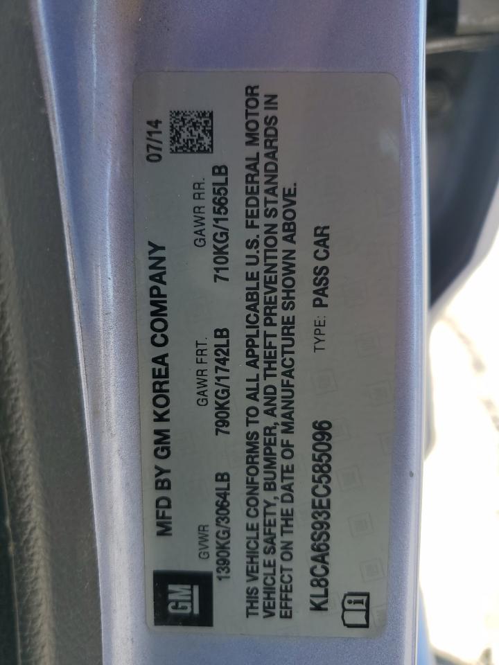 2014 Chevrolet Spark Ls VIN: KL8CA6S93EC585096 Lot: 86459005