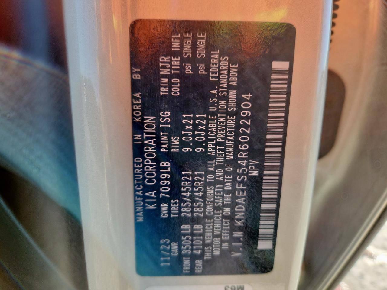 2024 Kia Ev9 Gt Line VIN: KNDAEFS54R6022904 Lot: 89566745