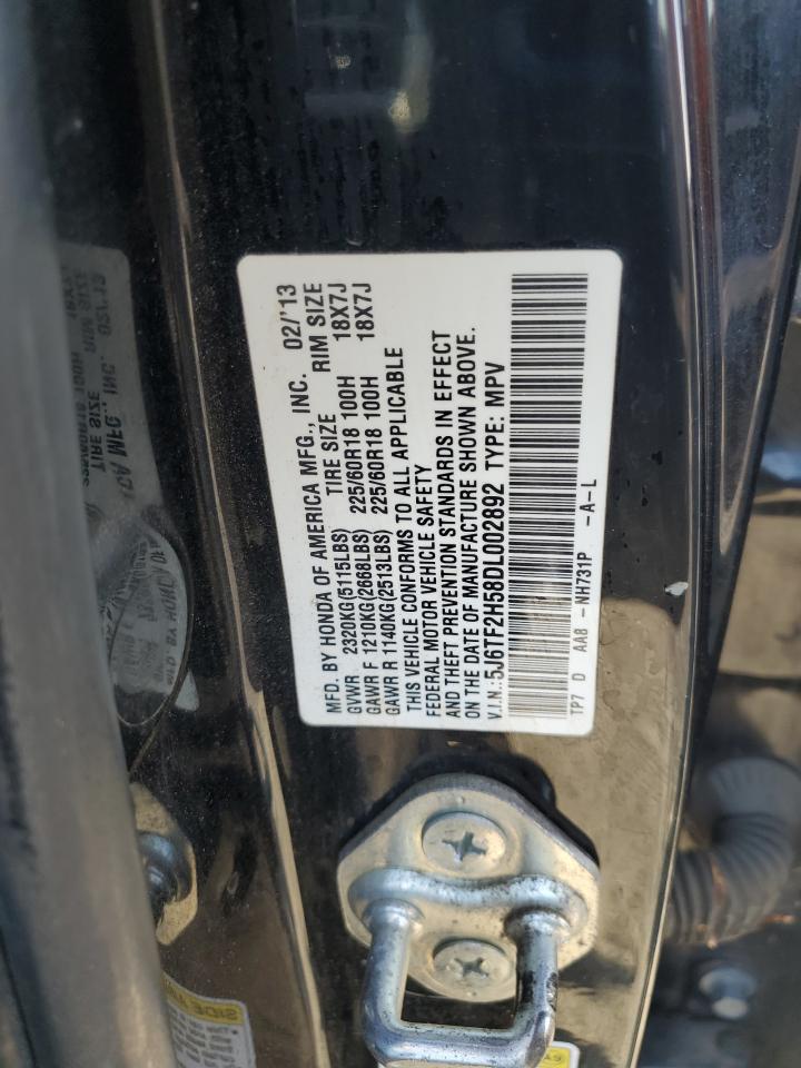 2013 Honda Crosstour Exl VIN: 5J6TF2H58DL002892 Lot: 87098045