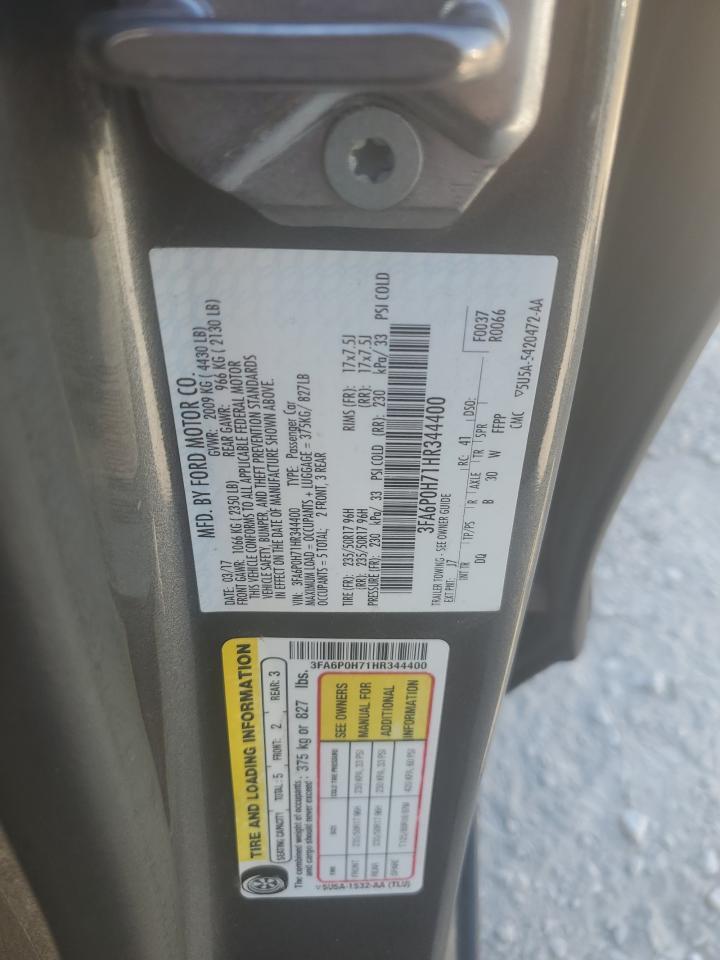 2017 Ford Fusion Se VIN: 3FA6P0H71HR344400 Lot: 86989645