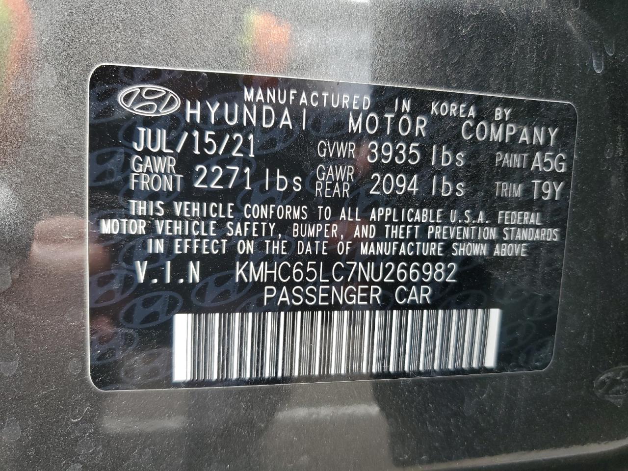 2022 Hyundai Ioniq Blue VIN: KMHC65LC7NU266982 Lot: 86535755