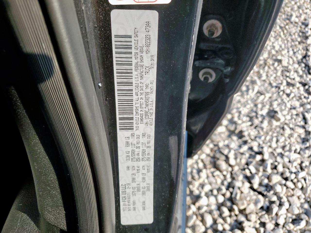 2019 Ram 1500 Laramie VIN: 1C6RREJTXKN502708 Lot: 84759945