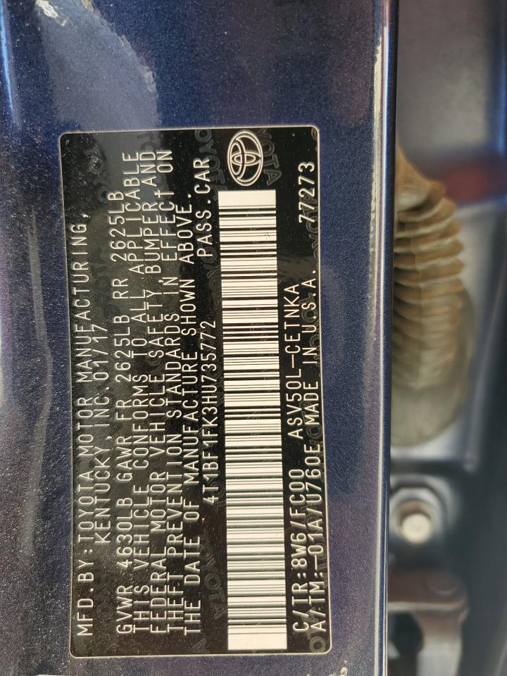 2017 Toyota Camry Le VIN: 4T1BF1FK3HU735772 Lot: 86323265