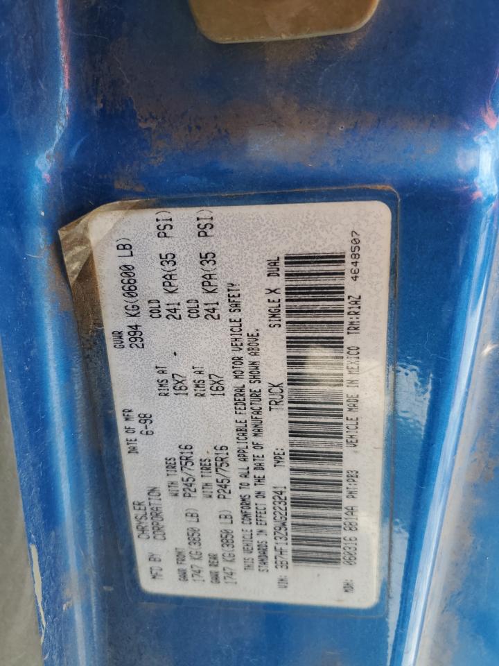 1998 Dodge Ram 1500 VIN: 3B7HF13Z9WG223241 Lot: 84933595