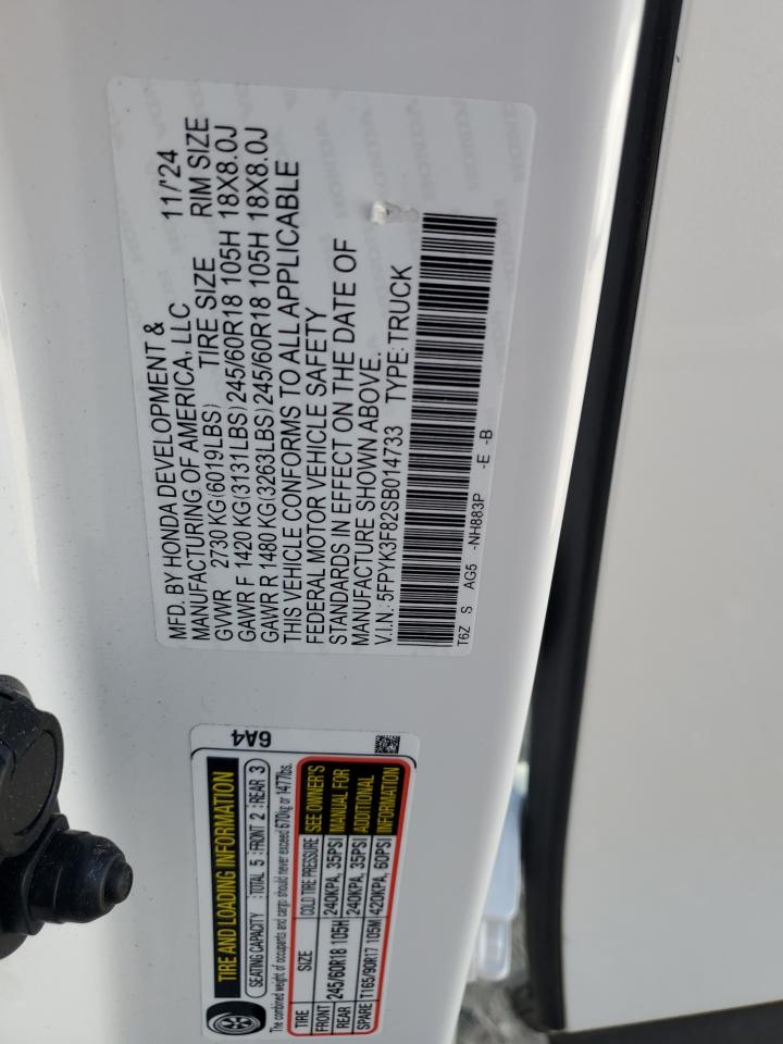 2025 Honda Ridgeline Black Edition VIN: 5FPYK3F82SB014733 Lot: 86668195