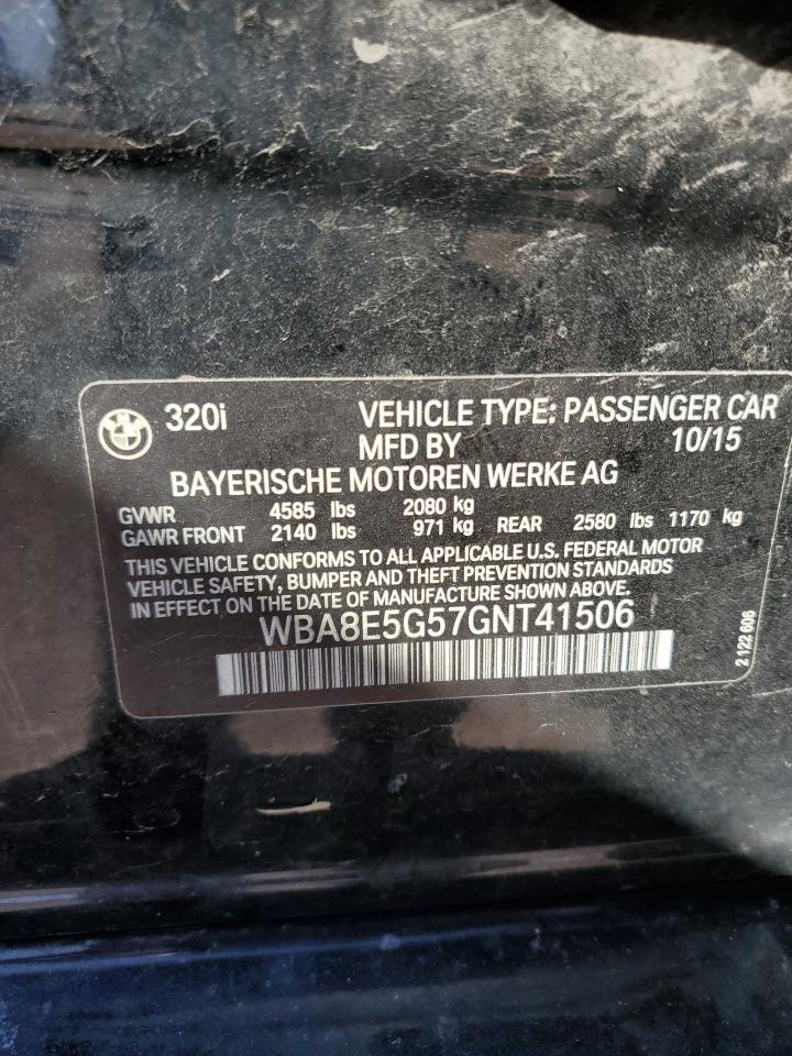 2016 BMW 320 Xi VIN: WBA8E5G57GNT41506 Lot: 82303865