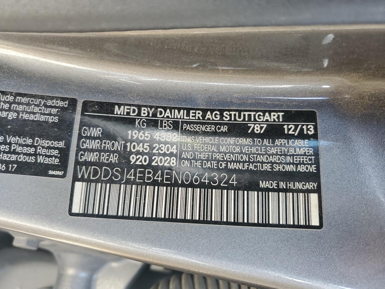 2014 Mercedes-Benz Cla 250 VIN: WDDSJ4EB4EN064324 Lot: 86167475