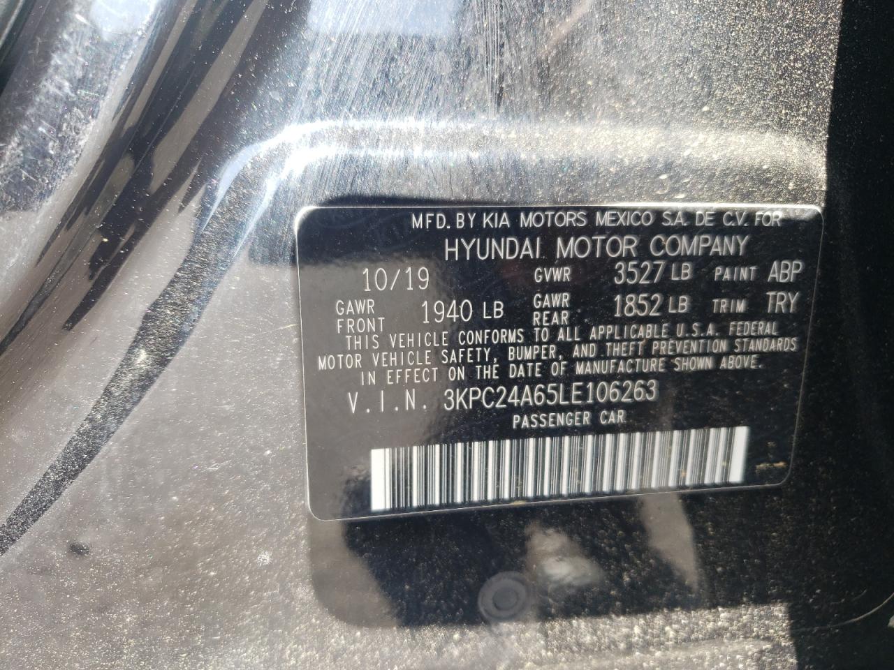 2020 Hyundai Accent Se VIN: 3KPC24A65LE106263 Lot: 82325135