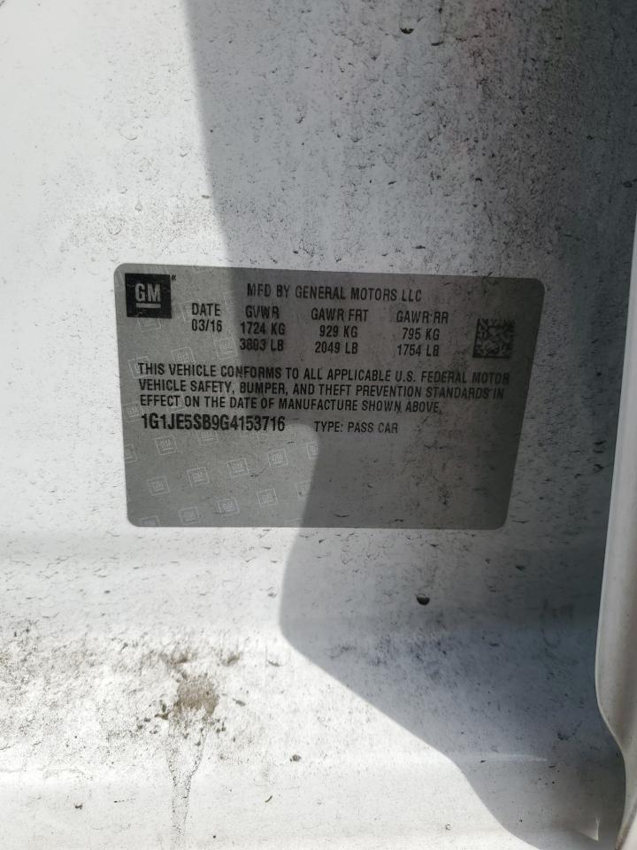 2016 Chevrolet Sonic Ltz VIN: 1G1JE5SB9G4153716 Lot: 82182935