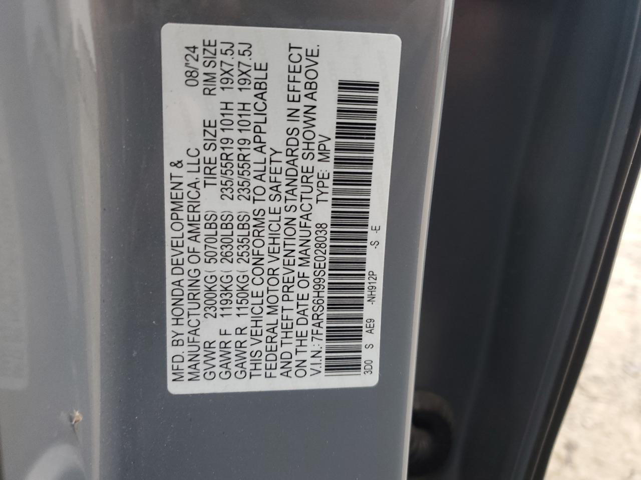 2025 Honda Cr-V Sport Touring VIN: 7FARS6H99SE028038 Lot: 85871885