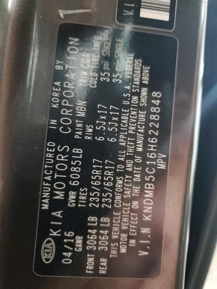 2017 Kia Sedona Lx VIN: KNDMB5C16H6228848 Lot: 86523745