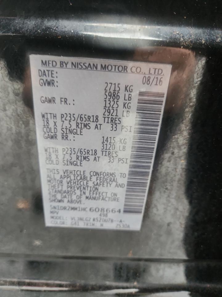 2017 Nissan Pathfinder S VIN: 5N1DR2MM1HC608664 Lot: 90463375