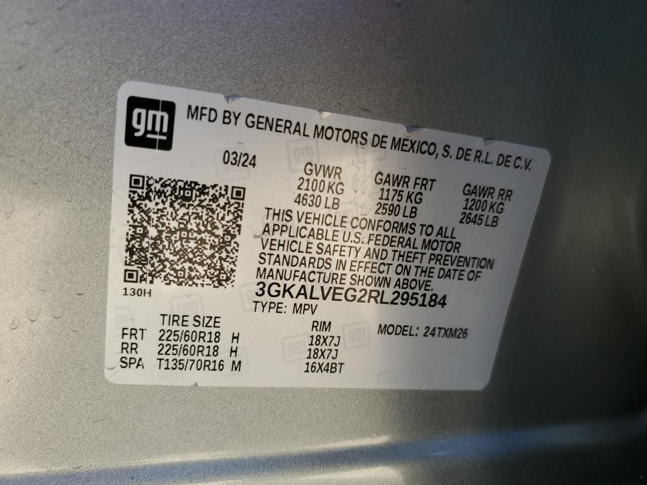 2024 GMC Terrain Slt VIN: 3GKALVEG2RL295184 Lot: 89527835