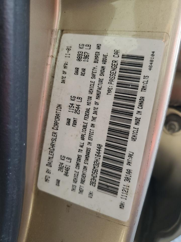 2002 Dodge Intrepid Es VIN: 2B3HD56M32H164440 Lot: 89692735