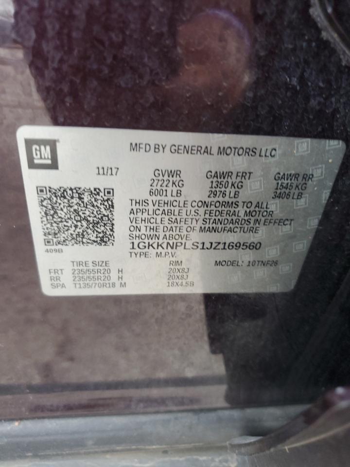 2018 GMC Acadia Denali VIN: 1GKKNPLS1JZ169560 Lot: 85954605