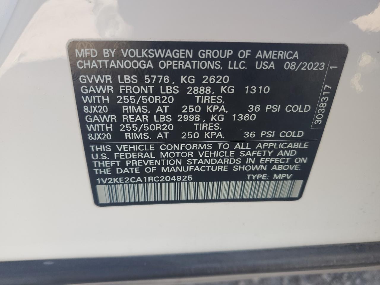 2024 Volkswagen Atlas Cross Sport Se VIN: 1V2KE2CA1RC204925 Lot: 87198475