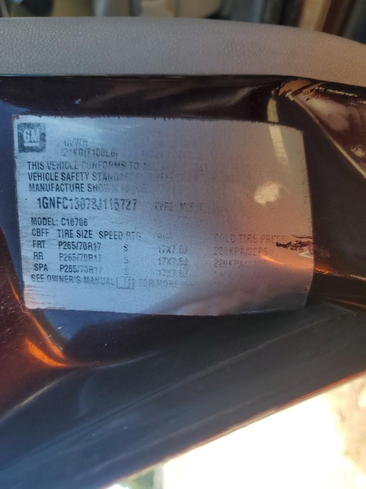 2008 Chevrolet Tahoe C1500 VIN: 1GNFC13078J115727 Lot: 86291375