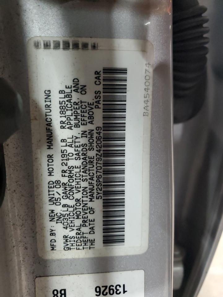 2009 Pontiac Vibe VIN: 5Y2SP67079Z420649 Lot: 85740145