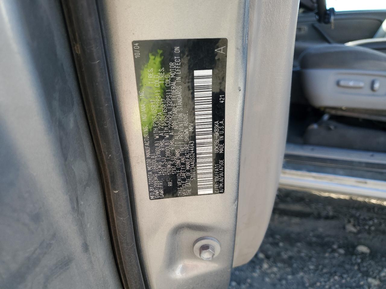 2005 Toyota Sequoia Sr5 VIN: 5TDZT34A05S244643 Lot: 85422715