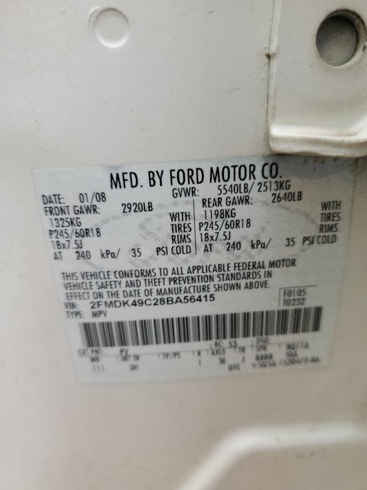 2008 Ford Edge Limited VIN: 2FMDK49C28BA56415 Lot: 90312335