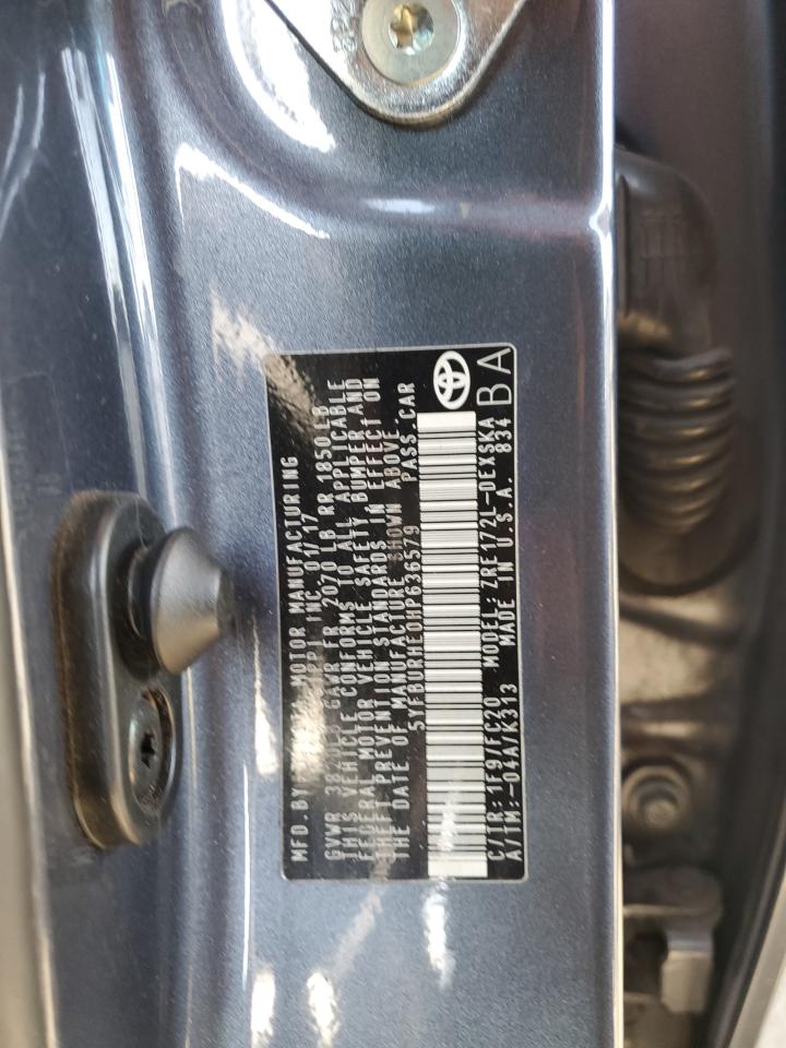 2017 Toyota Corolla L VIN: 5YFBURHE0HP636579 Lot: 82311735