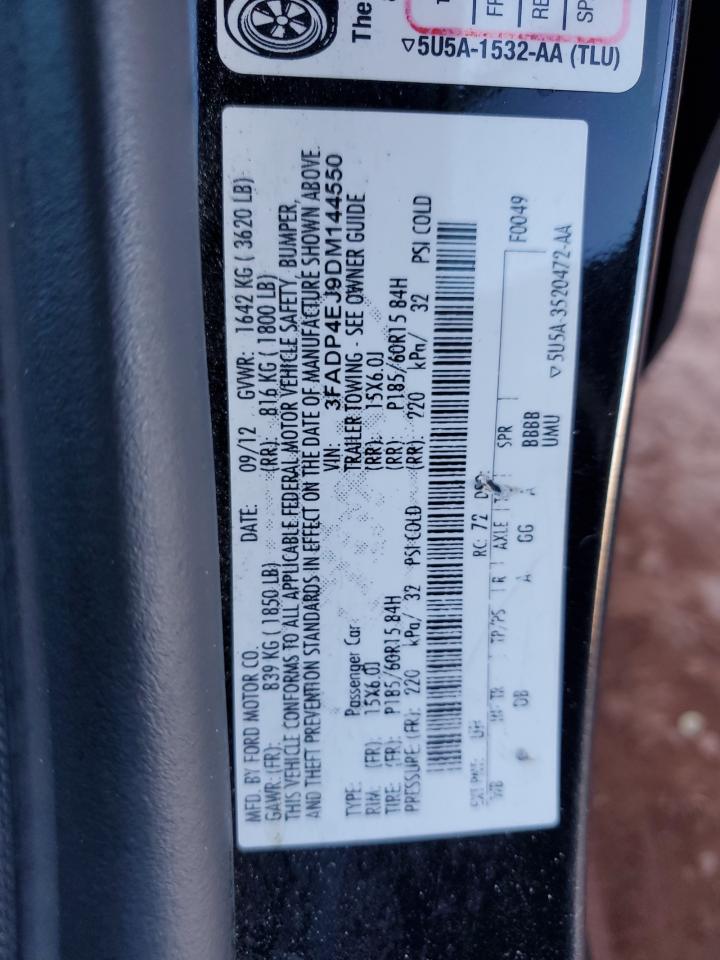 2013 Ford Fiesta Se VIN: 3FADP4EJ9DM144550 Lot: 86597505