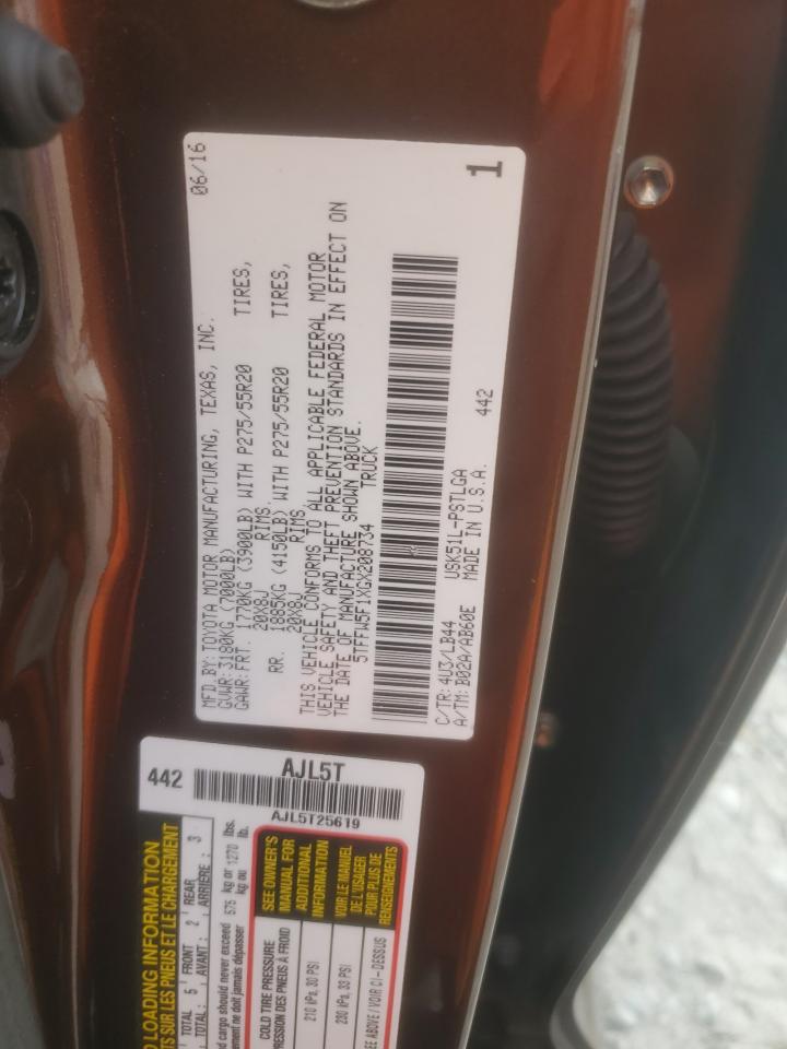 2016 Toyota Tundra Crewmax Limited VIN: 5TFFW5F1XGX208734 Lot: 85204225