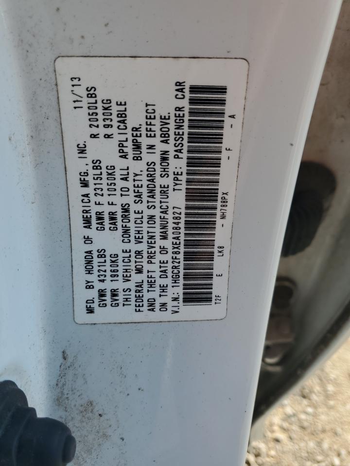 2014 Honda Accord Exl VIN: 1HGCR2F8XEA084827 Lot: 85504075