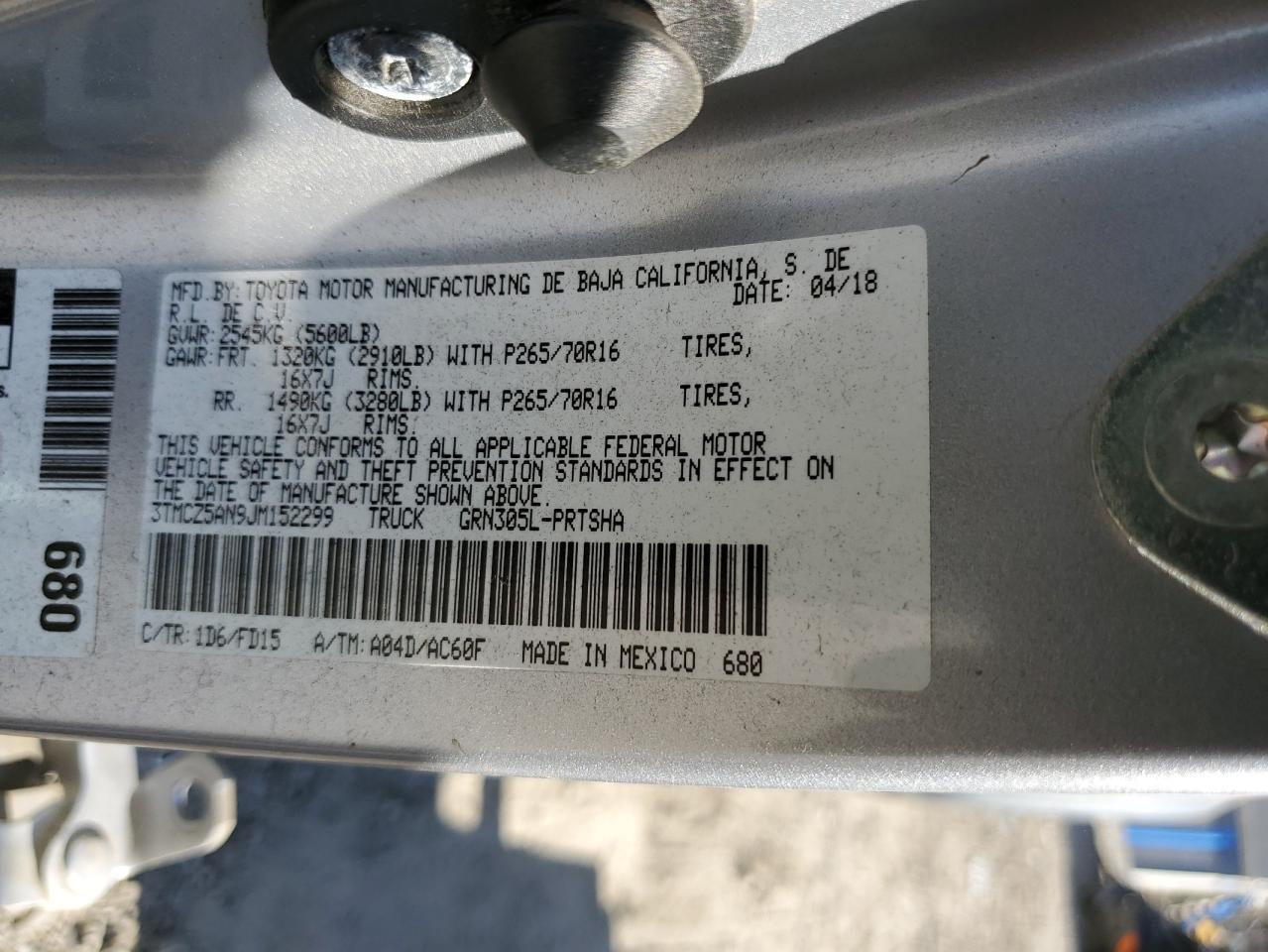 2018 Toyota Tacoma Double Cab VIN: 3TMCZ5AN9JM152299 Lot: 82386215