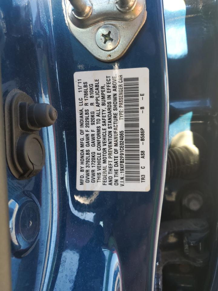 2012 Honda Civic Exl VIN: 19XFB2F91CE024065 Lot: 82409075