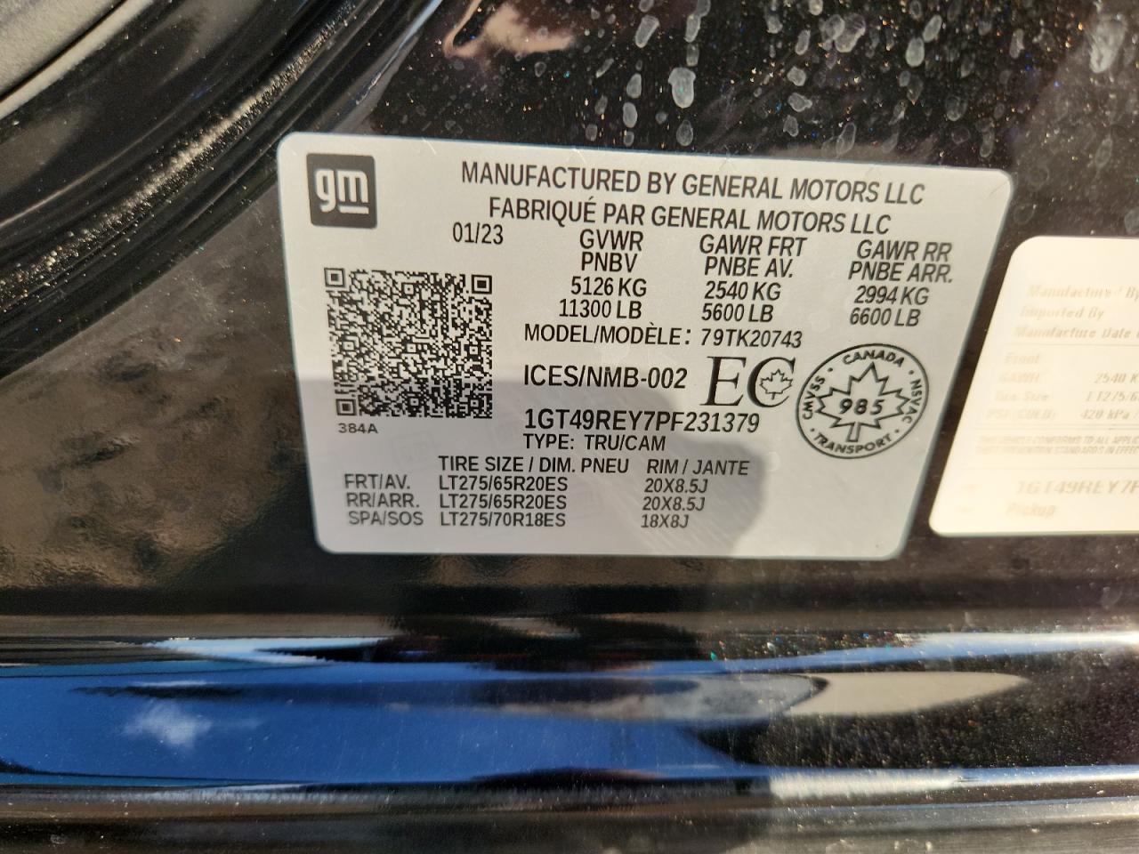 2023 GMC Sierra K2500 Denali VIN: 1GT49REY7PF231379 Lot: 84601975