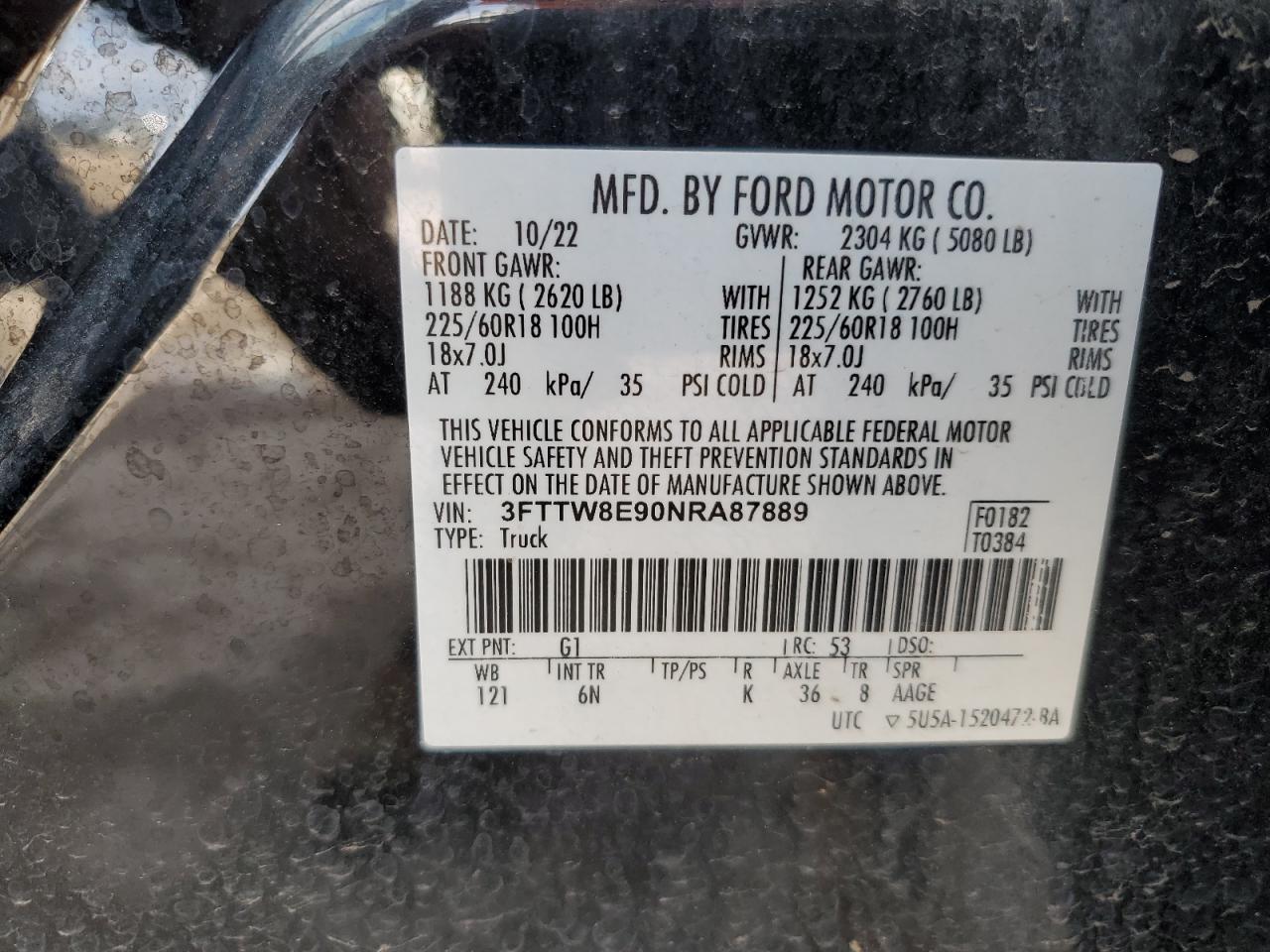 2022 Ford Maverick Xl VIN: 3FTTW8E90NRA87889 Lot: 90146975