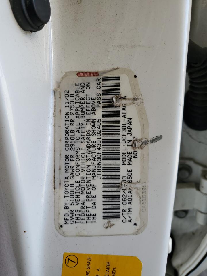 2003 Lexus Ls 430 VIN: JTHBN30F430102405 Lot: 82349295