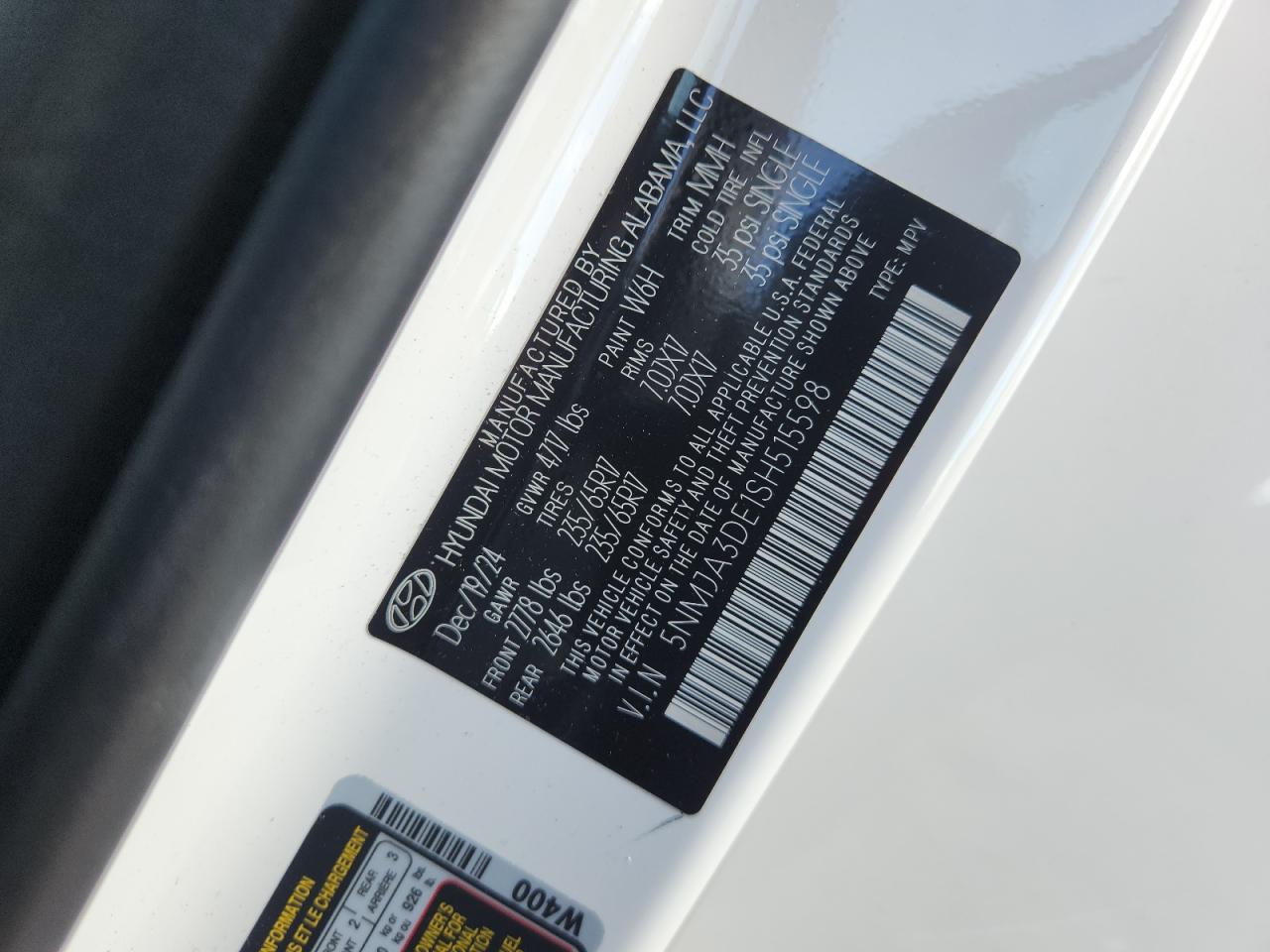 2025 Hyundai Tucson Se VIN: 5NMJA3DE1SH515598 Lot: 84226615