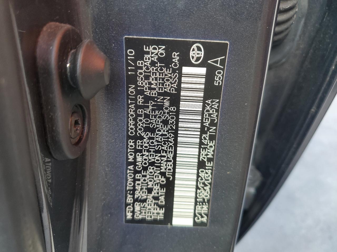 2010 Toyota Corolla Base VIN: JTDBU4EEXA9123018 Lot: 82437915