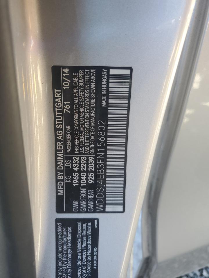 2014 Mercedes-Benz Cla 250 VIN: WDDSJ4EB3EN156802 Lot: 86852845