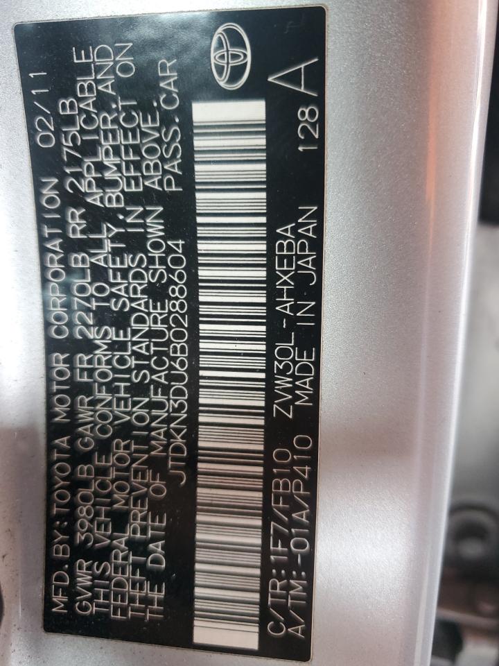 2011 Toyota Prius VIN: JTDKN3DU6B0288604 Lot: 82330405