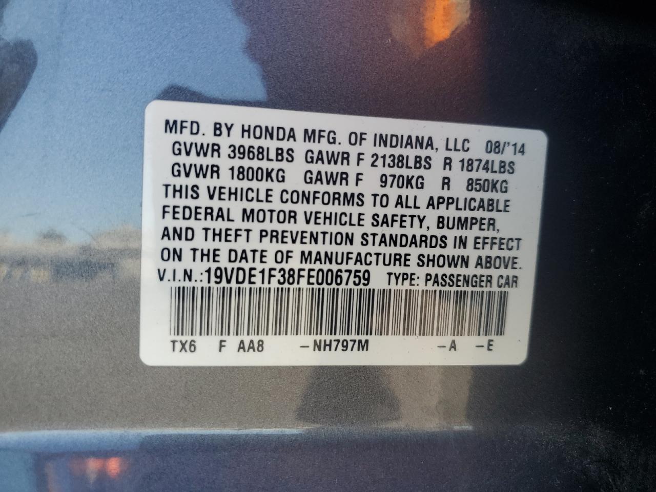 2015 Acura Ilx 20 VIN: 19VDE1F38FE006759 Lot: 89679035
