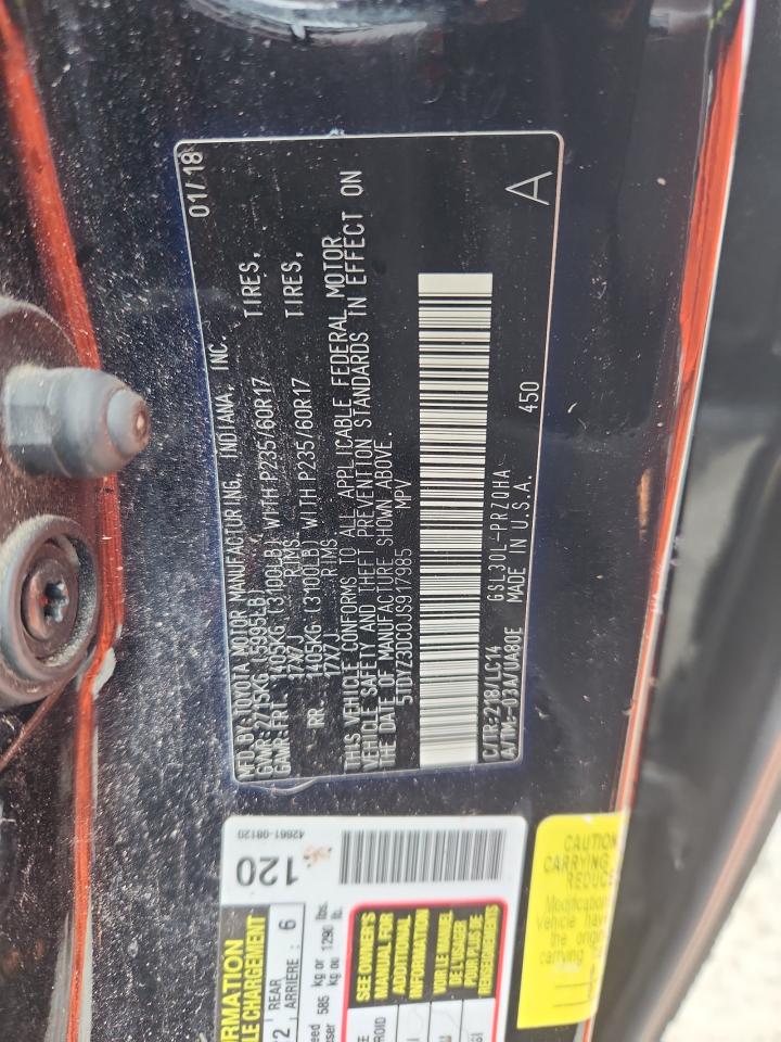 2018 Toyota Sienna Xle VIN: 5TDYZ3DC0JS917985 Lot: 82226235