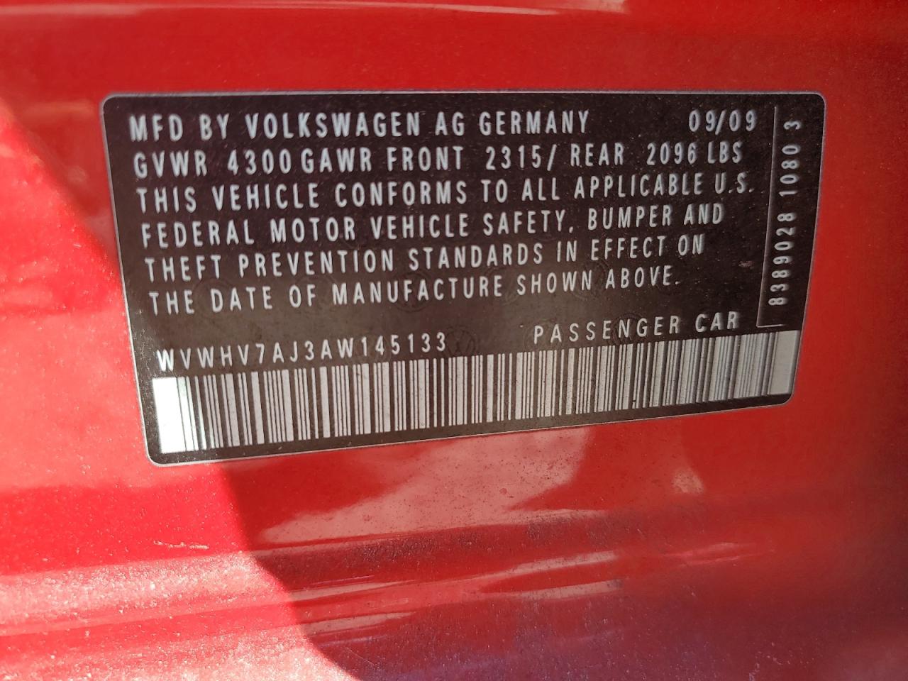 2010 Volkswagen Gti VIN: WVWHV7AJ3AW145133 Lot: 86628235