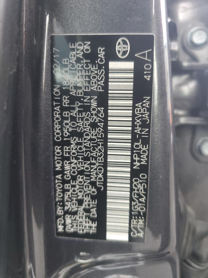 2017 Toyota Prius C VIN: JTDKDTB32H1594764 Lot: 86496865