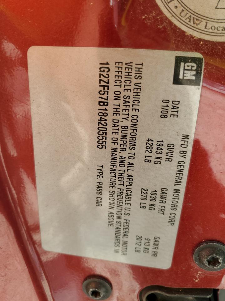 2008 Pontiac G6 Value Leader VIN: 1G2ZF57B184205555 Lot: 85487335