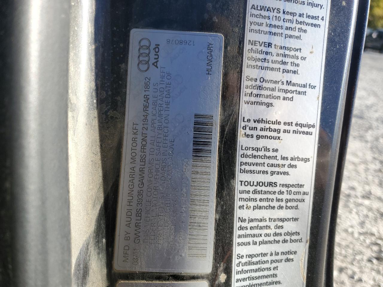 2011 Audi Tt Premium VIN: TRUSFAFK2B1021960 Lot: 86188465